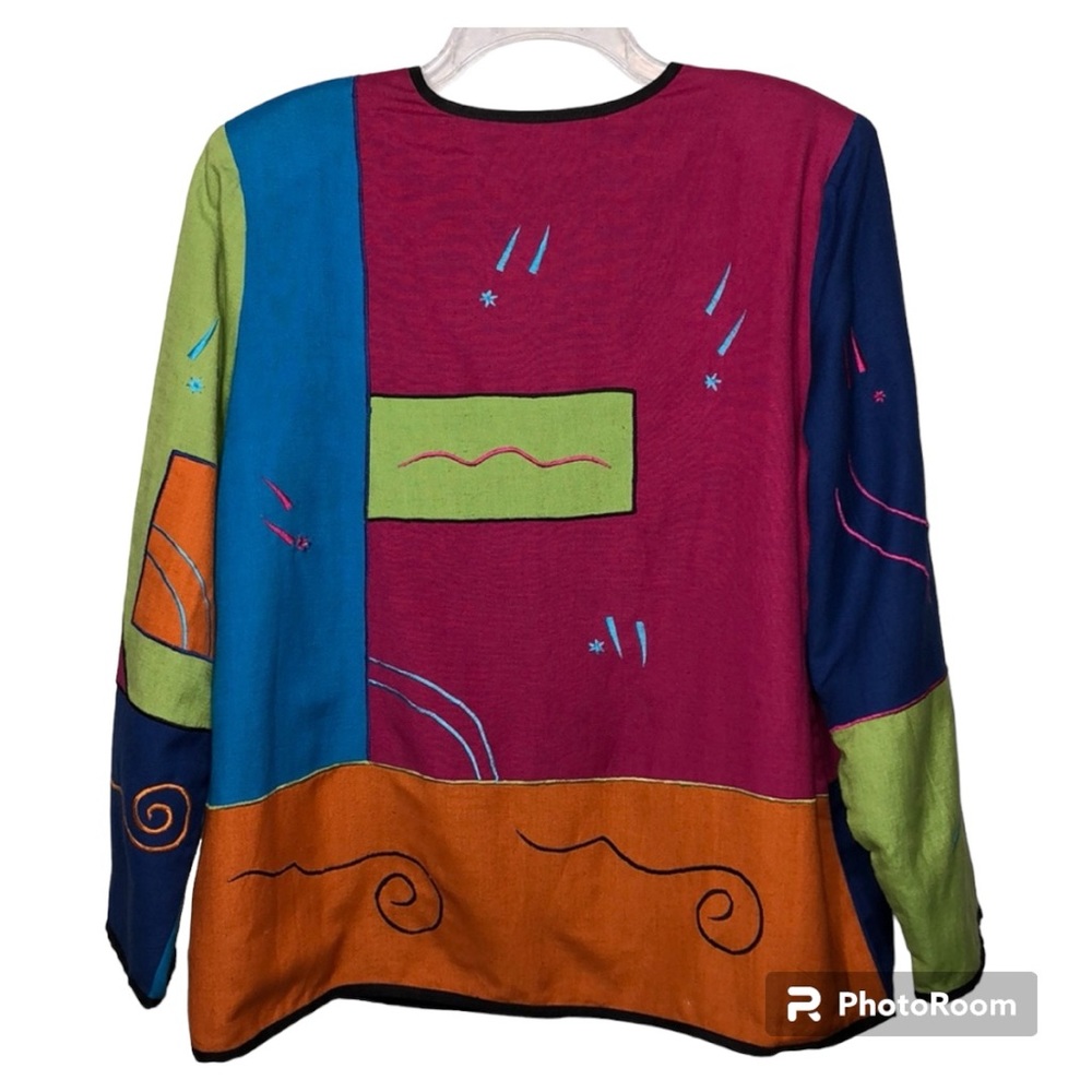 Funky Indigo Moon Patchwork Embroidered Artsy Boh… - image 2